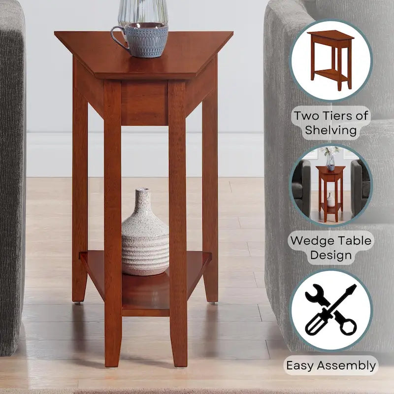 Table d'appoint d'angle American Heritage avec étagère de Convenience Concepts
