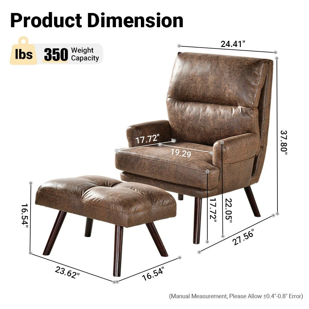 Fauteuil inclinable réglable avec pouf