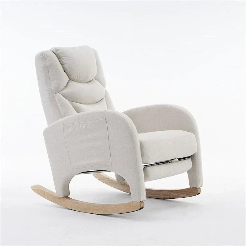 Fauteuil à bascule de puériculture ergonomique en tissu avec repose-pieds réglable