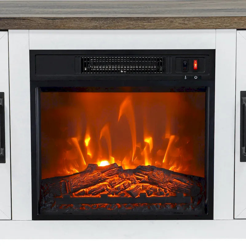 Meuble TV de ferme avec cheminée électrique de 58 po, console pour téléviseurs jusqu'à 65 po