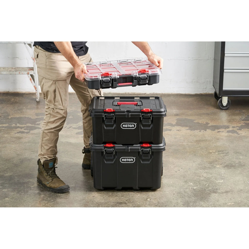 Keter Stack-n-Roll – Système modulaire 3 pièces de rangement et d'organisation d'outils mobile en résine durable