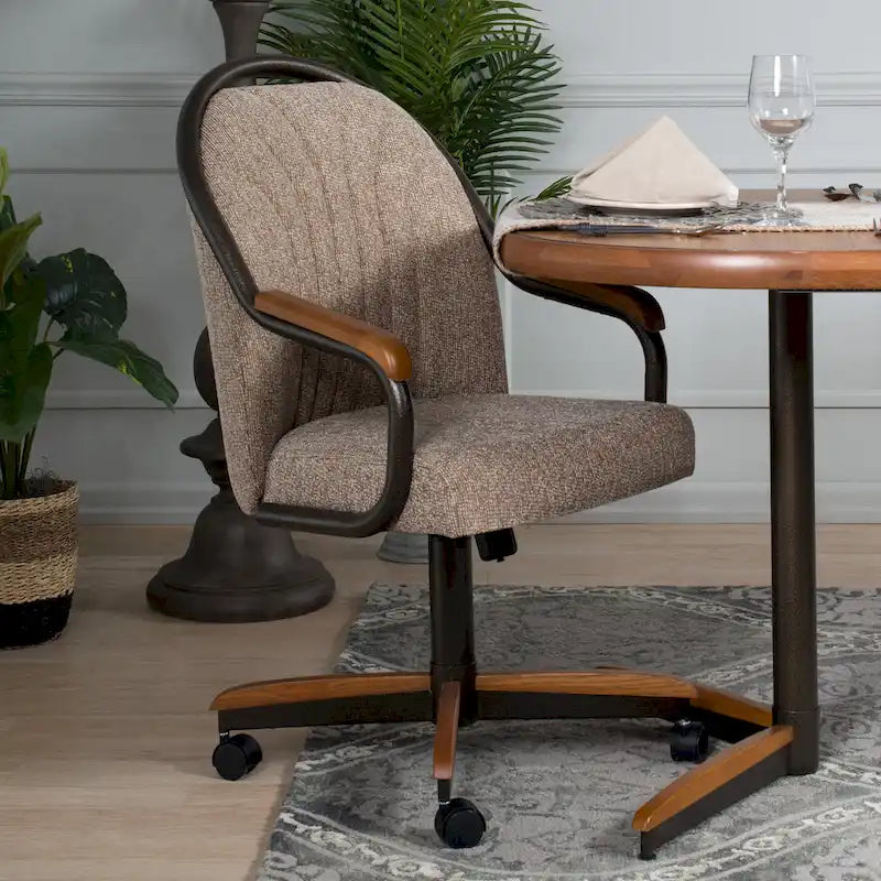 Chaise de salle à manger roulante, pivotante et inclinable pour repas décontractés - 38 Hx221/2 L x 22 P - 38 Hx24 L x 22 P