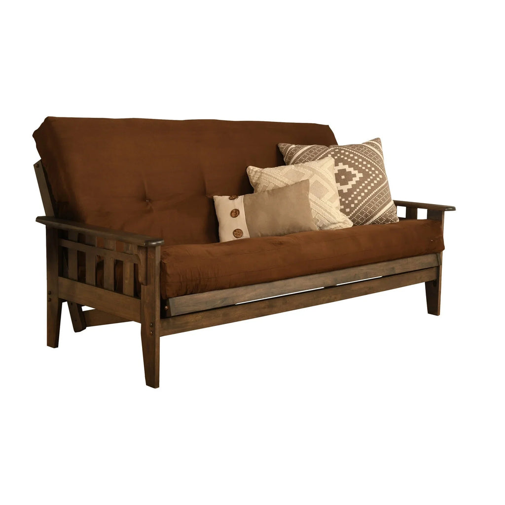 Ensemble futon rustique en noyer grand format avec matelas