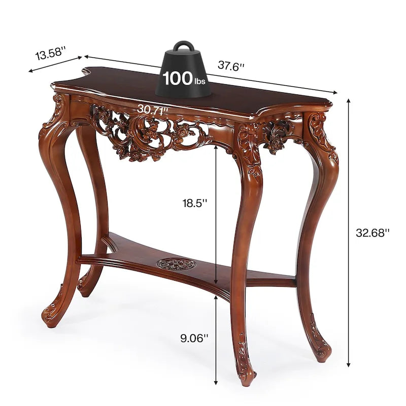 Console double plateau sculptée classique pour entrée salon