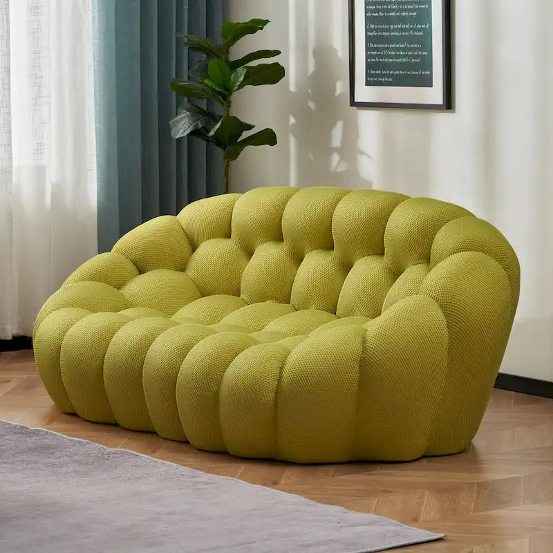 Canapé paresseux courbé 2 places Bubble de forme nid d'abeille avec tissu textile 3D pour salon et appartement