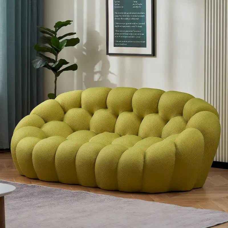 Canapé paresseux courbé 2 places Bubble de forme nid d'abeille avec tissu textile 3D pour salon et appartement