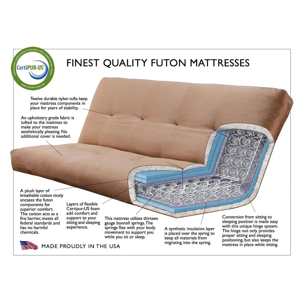 Ensemble futon rustique en noyer grand format avec matelas