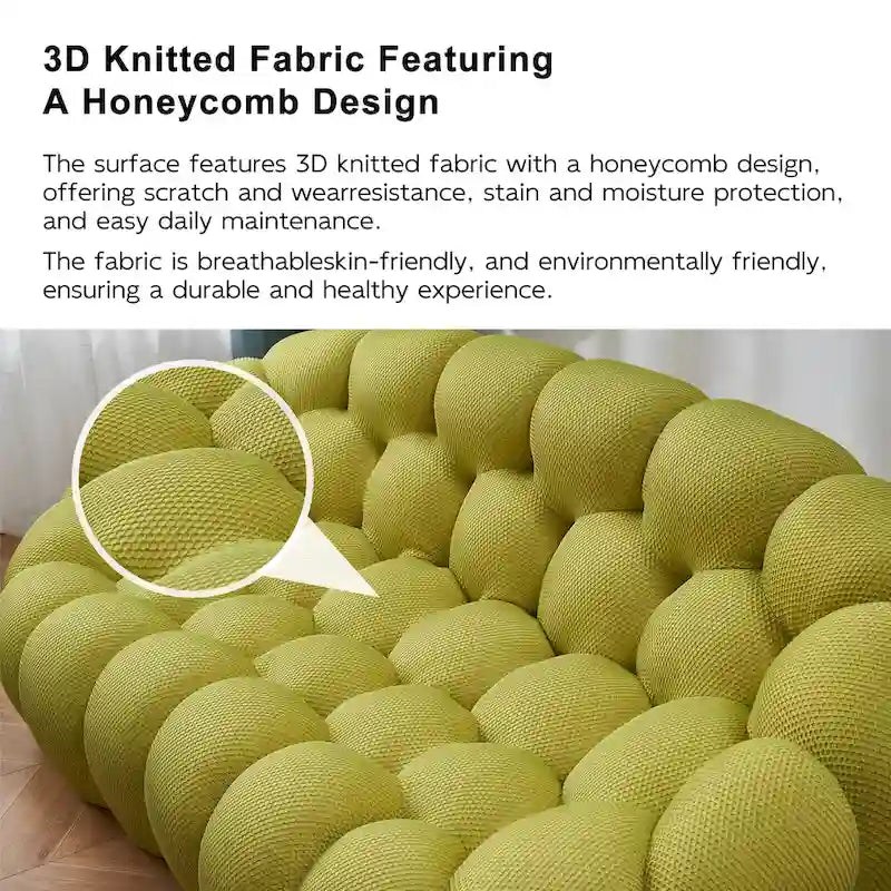 Canapé paresseux courbé 2 places Bubble de forme nid d'abeille avec tissu textile 3D pour salon et appartement