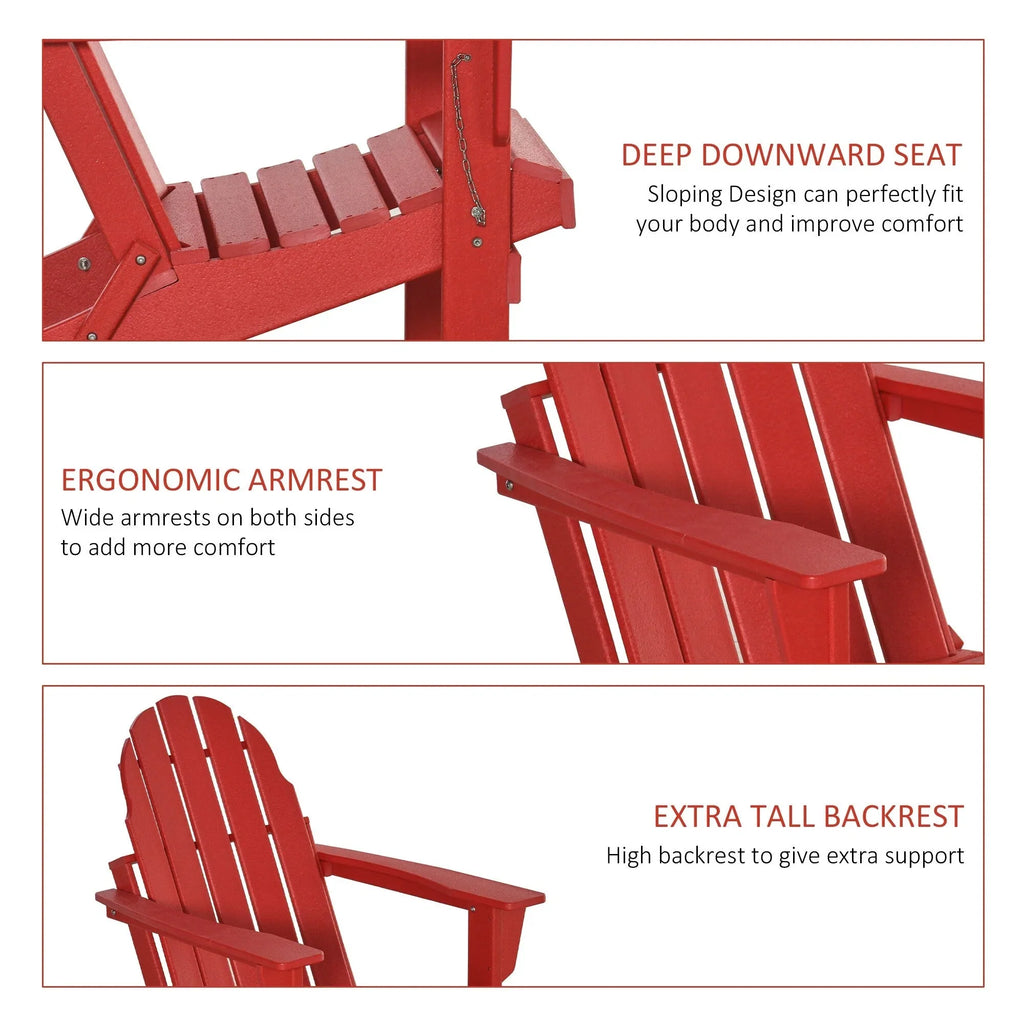 Chaise Adirondack pliante, chaises longues de plage en plastique HDPE toutes saisons pour terrasse et mobilier de jardin