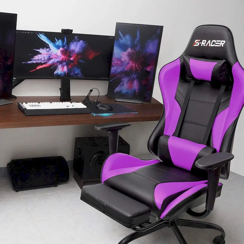 Chaise de jeu avec repose-pieds - Chaise de bureau ergonomique