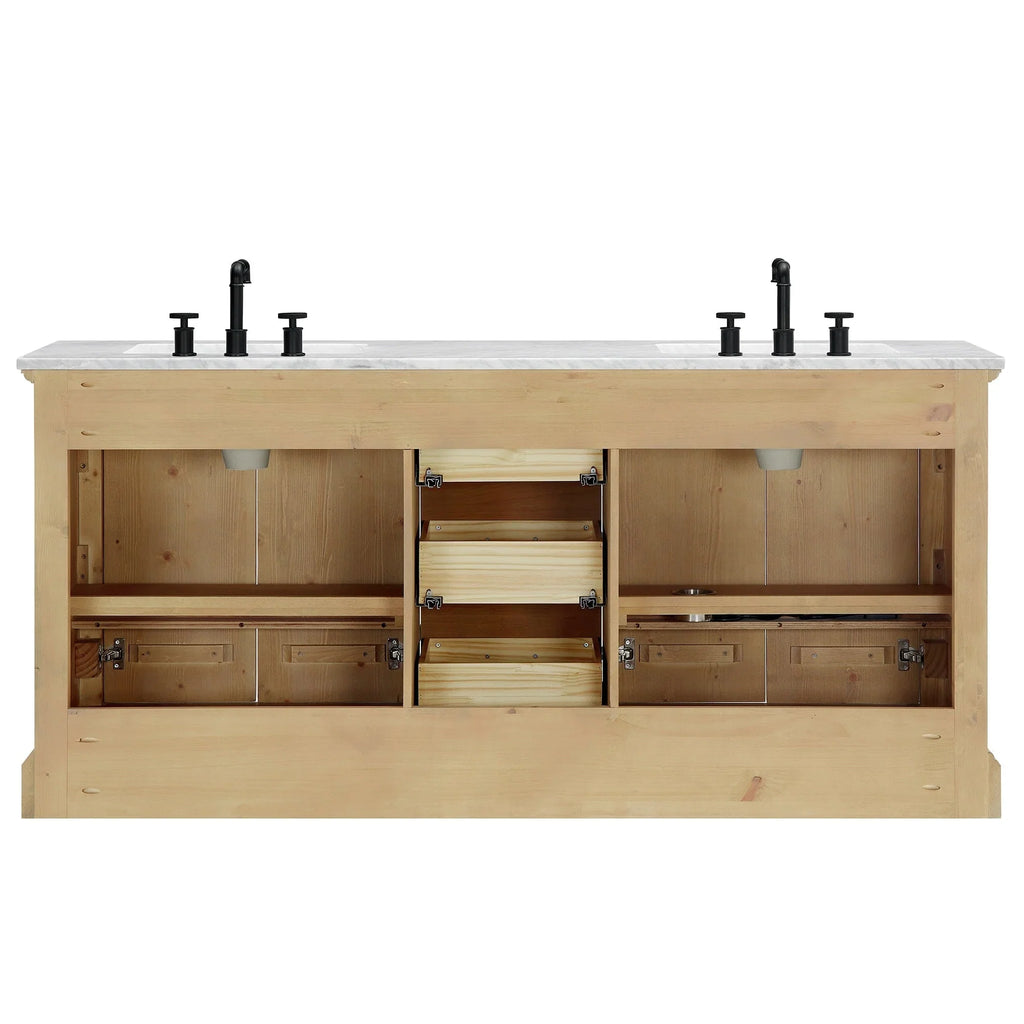 Meuble sous-vasque Hervas avec plateau en marbre naturel, sans miroir