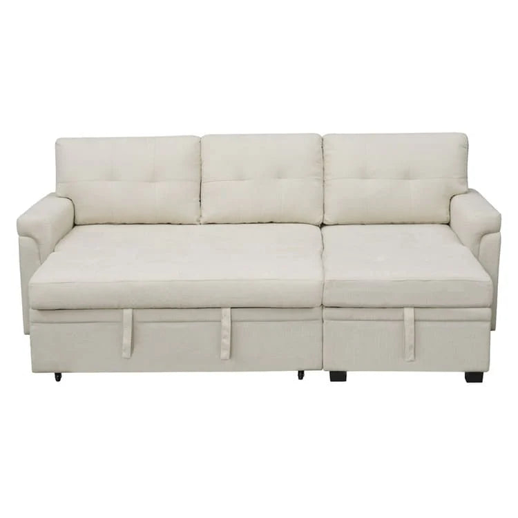 Canapé d'angle réversible convertible avec lit gigogne, méridienne de rangement et pieds durables