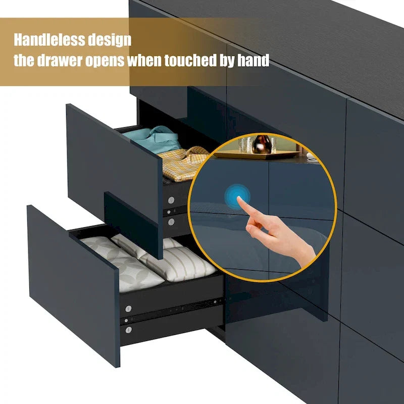 Commode à 9 tiroirs Tour de rangement pour chambre à coucher avec lumière