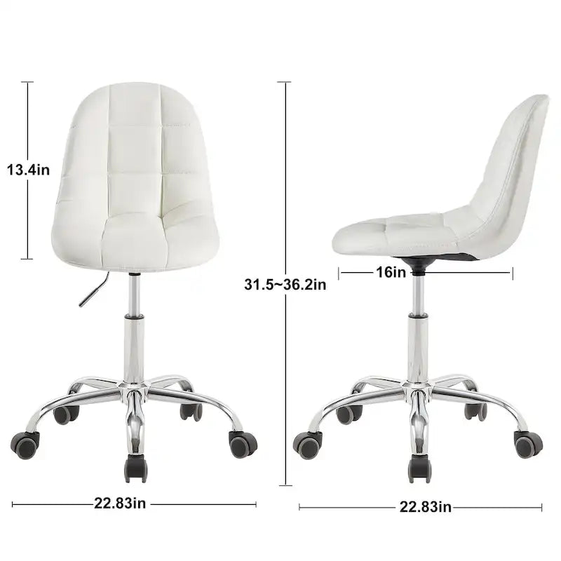 Chaise de bureau à domicile sans accoudoirs Javlergo, chaise de bureau d'ordinateur réglable en hauteur avec roulettes