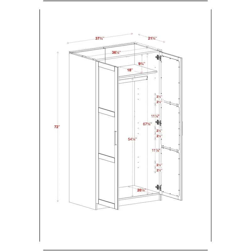 Armoire urbaine à 2 portes 100 % en bois massif avec portes pleines et portes miroir