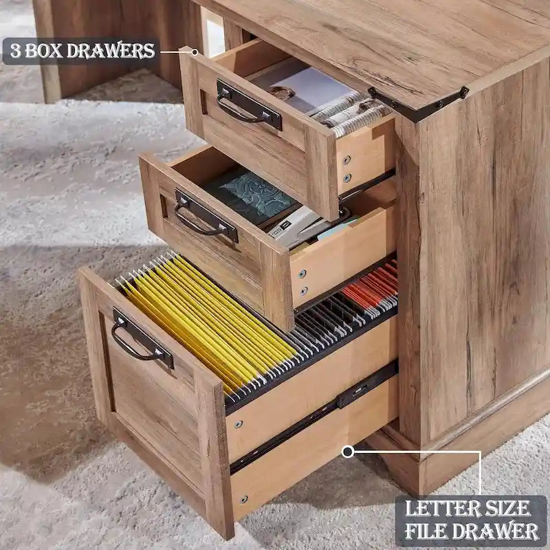 Bureau d'angle exécutif en forme de L 60 Farmhouse, bureau d'angle en bois, bureau d'ordinateur