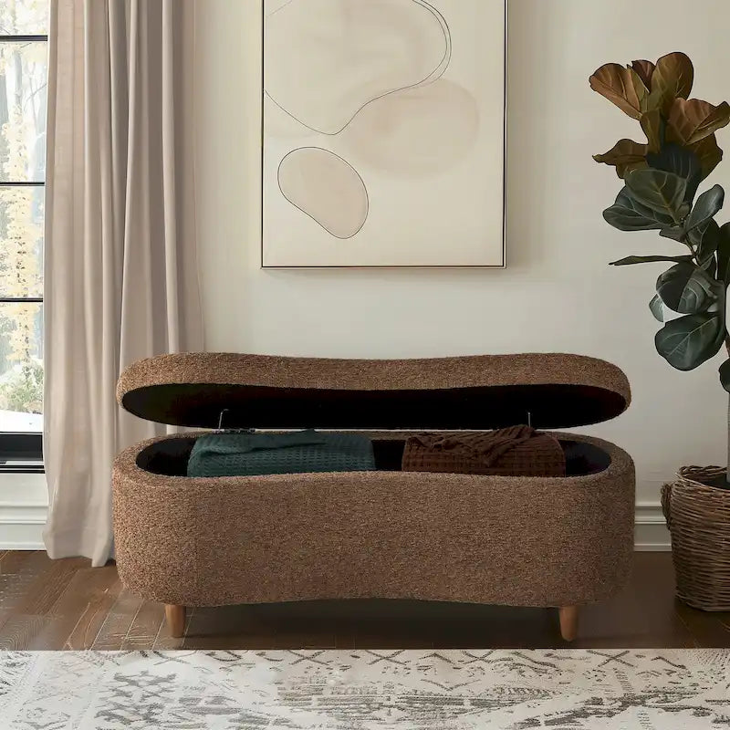 Banc de rangement rabattable INK+IVY Bailey Taupe Boucle