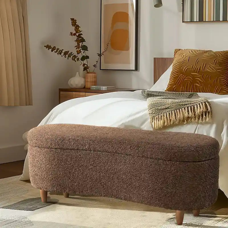Banc de rangement rabattable INK+IVY Bailey Taupe Boucle