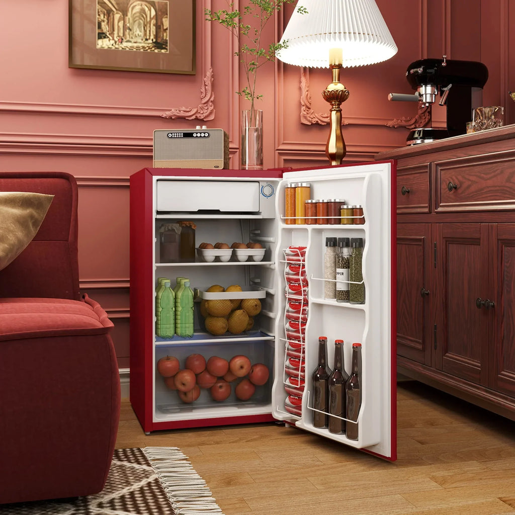 Mini-réfrigérateur de 3,2 pi³ avec congélateur, réfrigérateur compact à porte unique avec thermostat réglable pour chambre à coucher