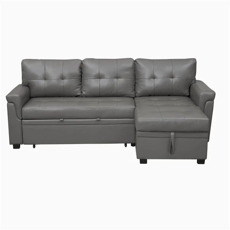 Canapé d'angle réversible convertible avec lit gigogne, méridienne de rangement et pieds durables