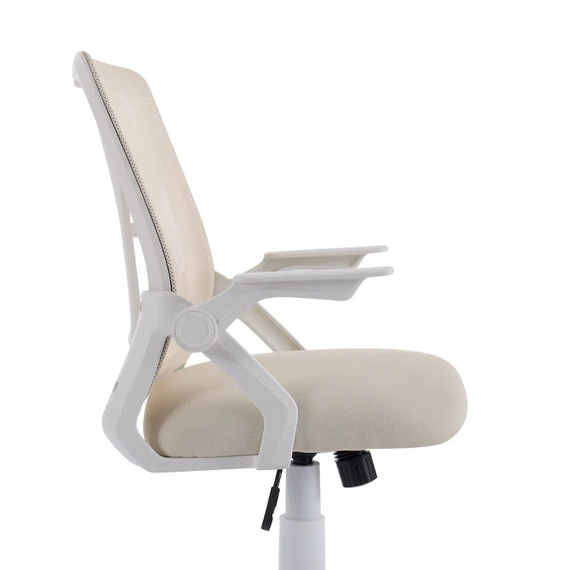 Javlergo Chaise de Bureau Dossier Mi-Hauteur Pivotante avec Support Lombaire, Fauteuil de Bureau Ergonomique en Maille avec Accoudoirs