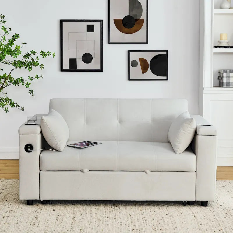 Canapé convertible 54 pouces avec lit gigogne, double assise, fonction relax