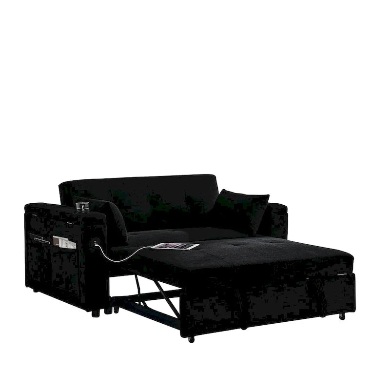 Canapé convertible 54 pouces avec lit gigogne, double assise, fonction relax