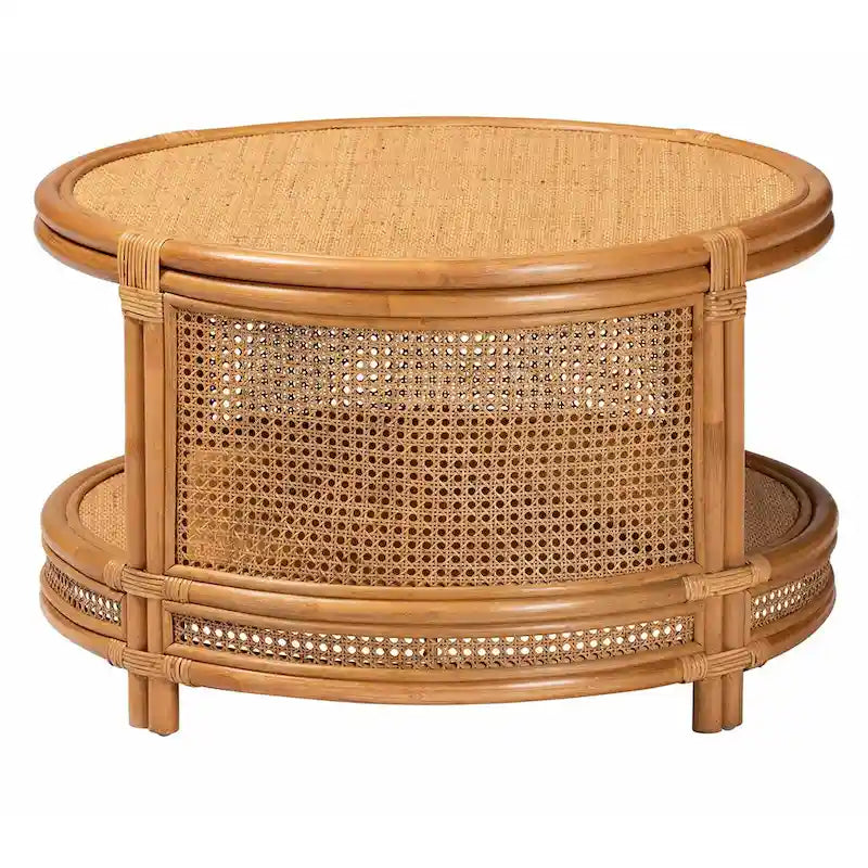 Table basse bali & pari Louis, rotin marron naturel, style bohème moderne