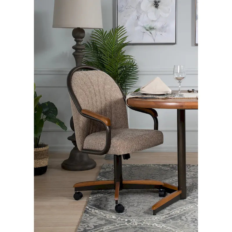 Chaise pivotante et inclinable à roulettes avec coussin pour salle à manger décontractée