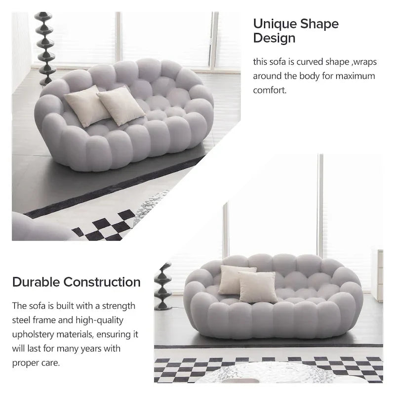Canapé paresseux courbé 2 places Bubble de forme nid d'abeille avec tissu textile 3D pour salon et appartement