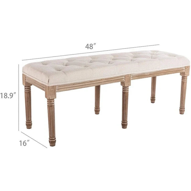 Banc de siège ottoman rectangulaire capitonné extra-long 48 po - Beige