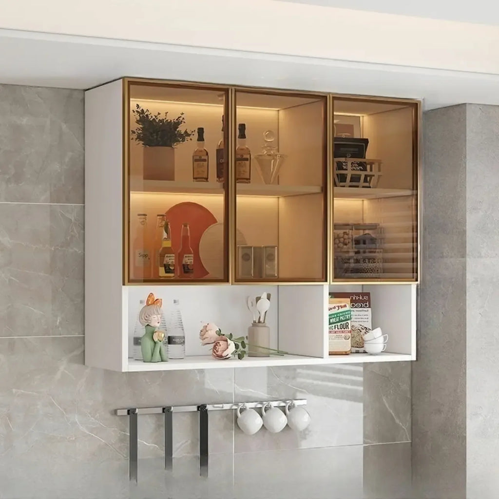 Armoire de cuisine murale grise en bois pour rangement