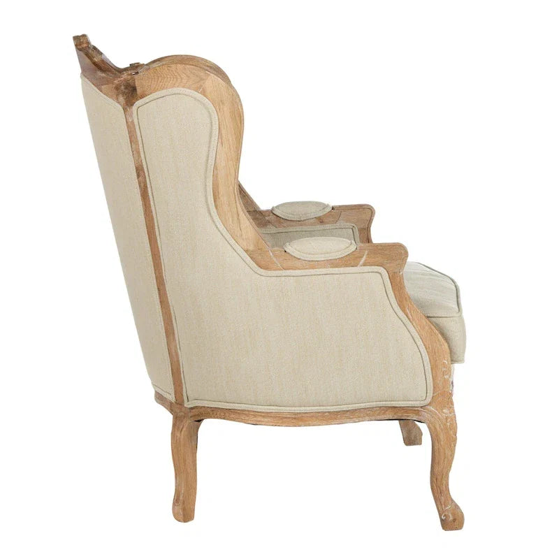 Fauteuil à oreilles Kali Oak en lin naturel - 34Lx34Px40H
