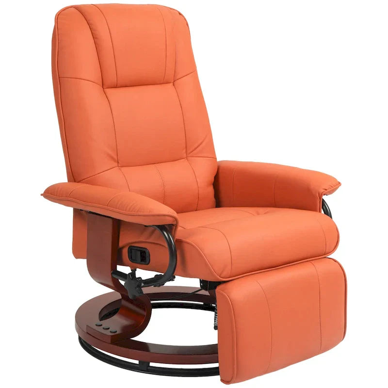 Fauteuil inclinable manuel pivotant en similicuir HomCom avec repose-pieds confortable et relaxant