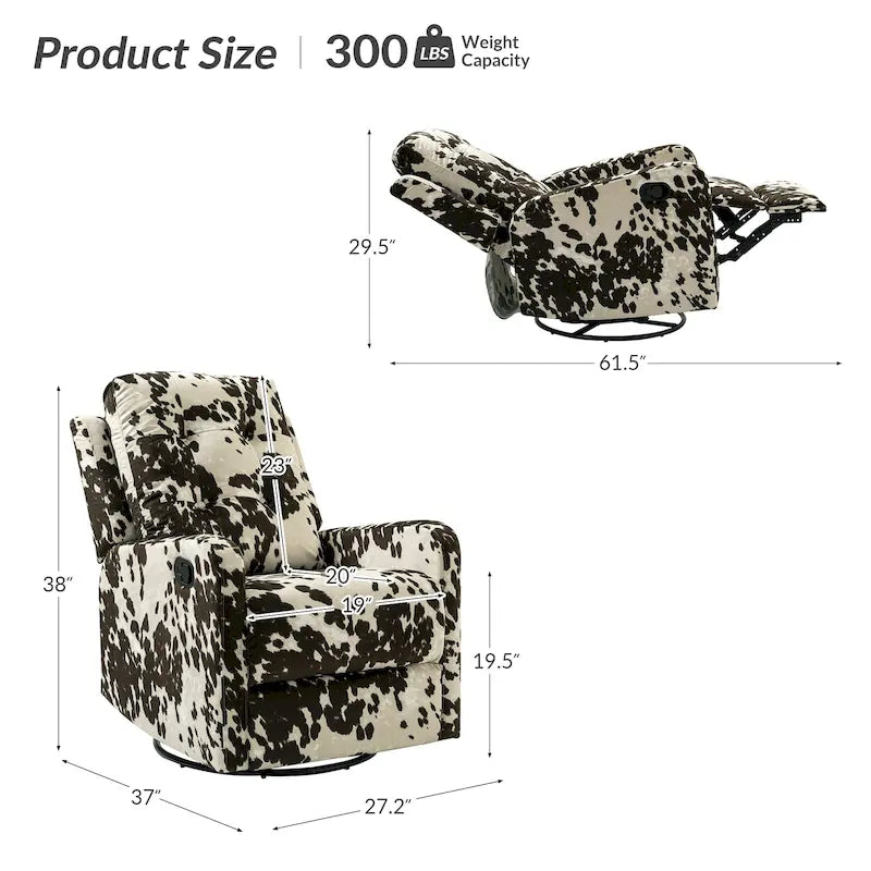 Fauteuil inclinable pivotant manuel Arlette Contemporary Floral avec dossier capitonné