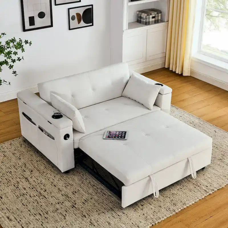 Canapé convertible 54 pouces avec lit gigogne, double assise, fonction relax