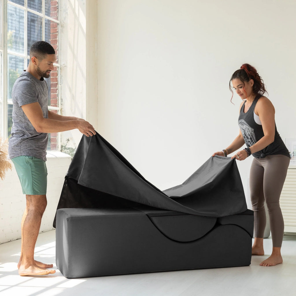 Avana Kami Chaise convertible / Yoga & Massage - Pouf 2 en 1 avec chaise longue de yoga escamotable, Microvelours - N/A