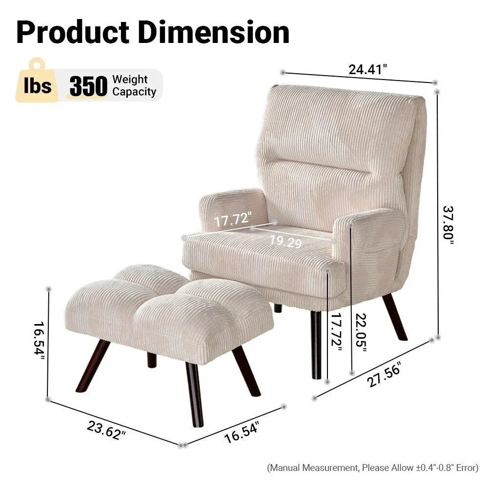Fauteuil inclinable réglable avec pouf