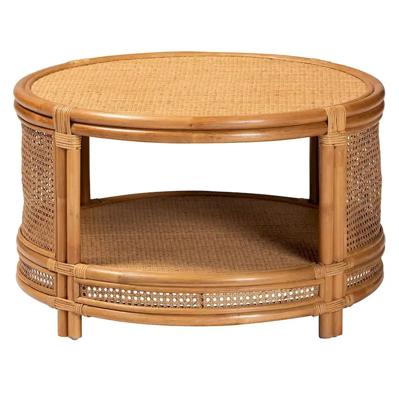 Table basse bali & pari Louis, rotin marron naturel, style bohème moderne