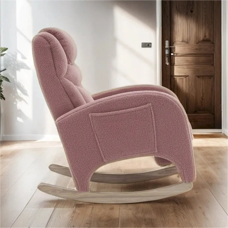 Fauteuil à bascule de puériculture ergonomique en tissu avec repose-pieds réglable