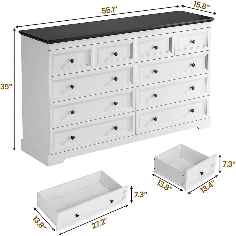 Commode à 10 tiroirs, grande commode à 55 tiroirs en bois et chiffonnier