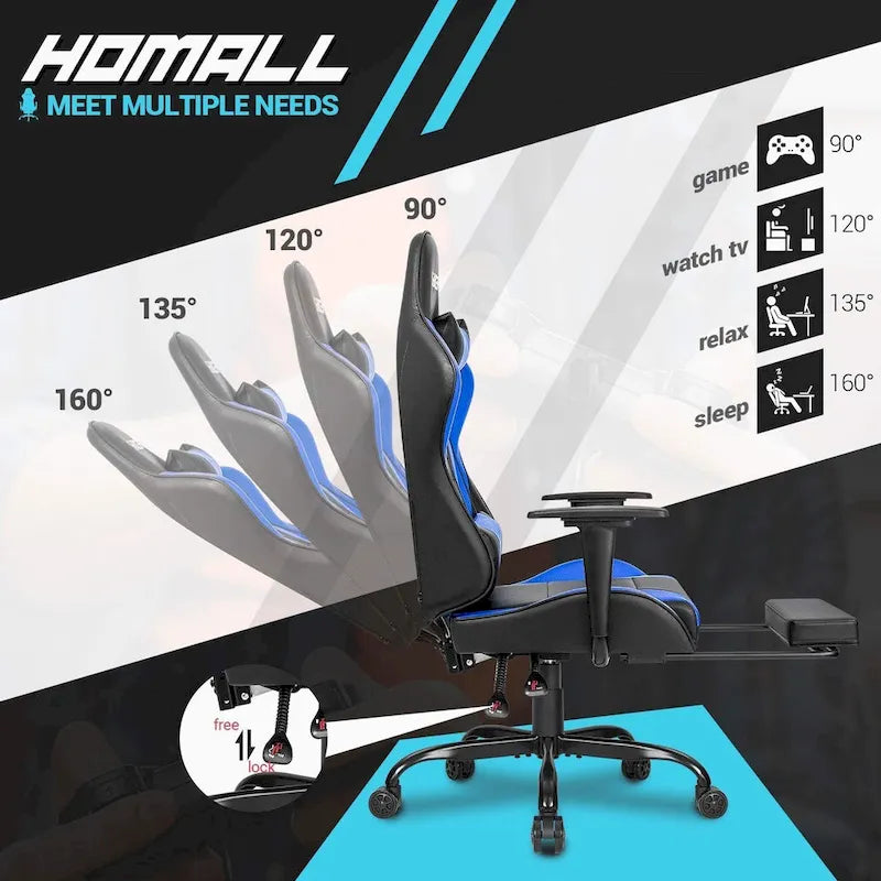 Chaise de jeu avec repose-pieds - Chaise de bureau ergonomique