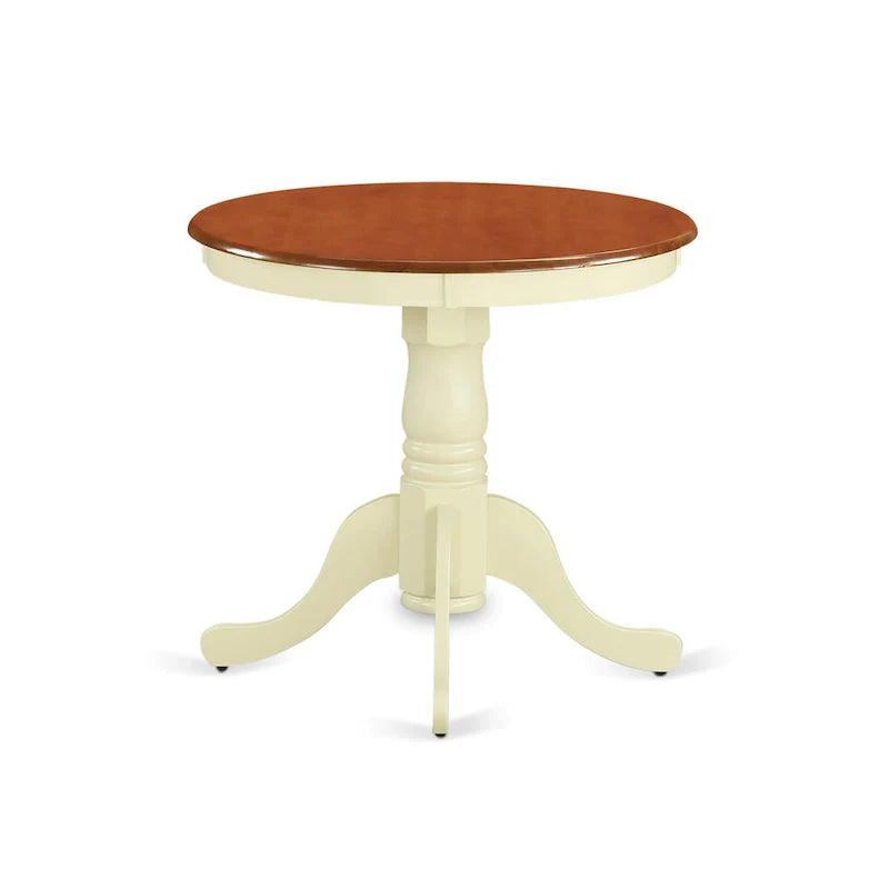 East West Furniture Eden - Table à manger ronde en bois avec piètement central, coloris Buttermilk et Cherry