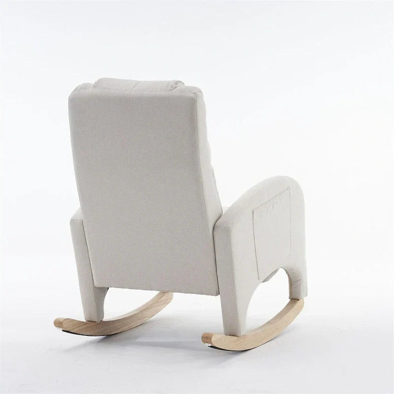 Fauteuil à bascule de puériculture ergonomique en tissu avec repose-pieds réglable