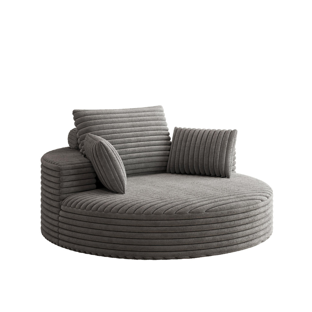 Fauteuil pivotant simple en velours côtelé et chenille avec rembourrage en mousse