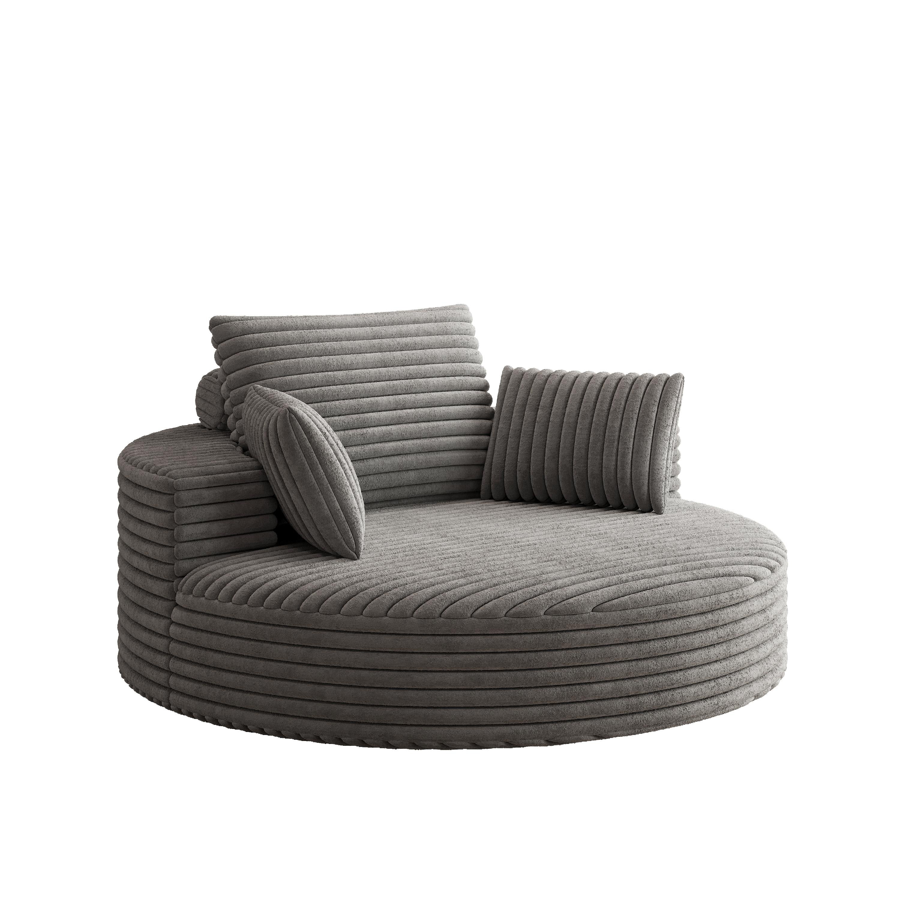 Fauteuil pivotant simple en velours côtelé et chenille avec rembourrage en mousse