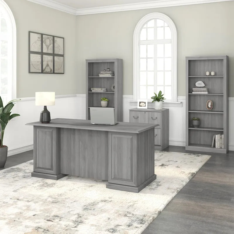 Bureau de direction Bush Furniture Saratoga avec tiroirs et rangements