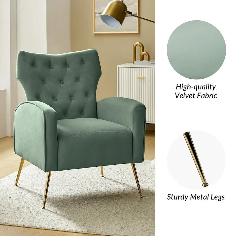 Chaise touffetée Abadiana avec accent et piètement en métal