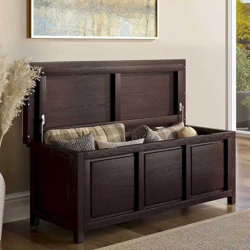 Banc de rangement ouvert en bois massif John Louis Home