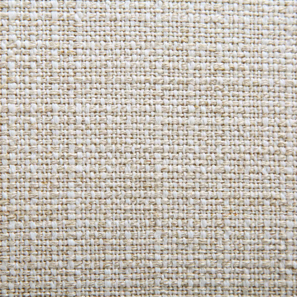 Canapé incurvé 3 places avec coussins boules, mélange de lin beige